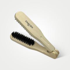 EnagenBio Doublet Anti-Frizz Smoothing Brush - natural boar bristles - open dual-sided brush pack shot on white