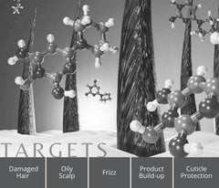 Targets damaged hair, oily scalp, frizz, product build-up and cuticle protection