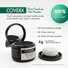 CoverX root touch-up hair powder, 100 percent instant coverage in 3 seconds