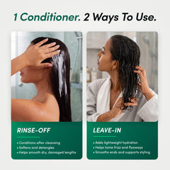 One conditioner, two ways to use: rinse-off or leave-in
