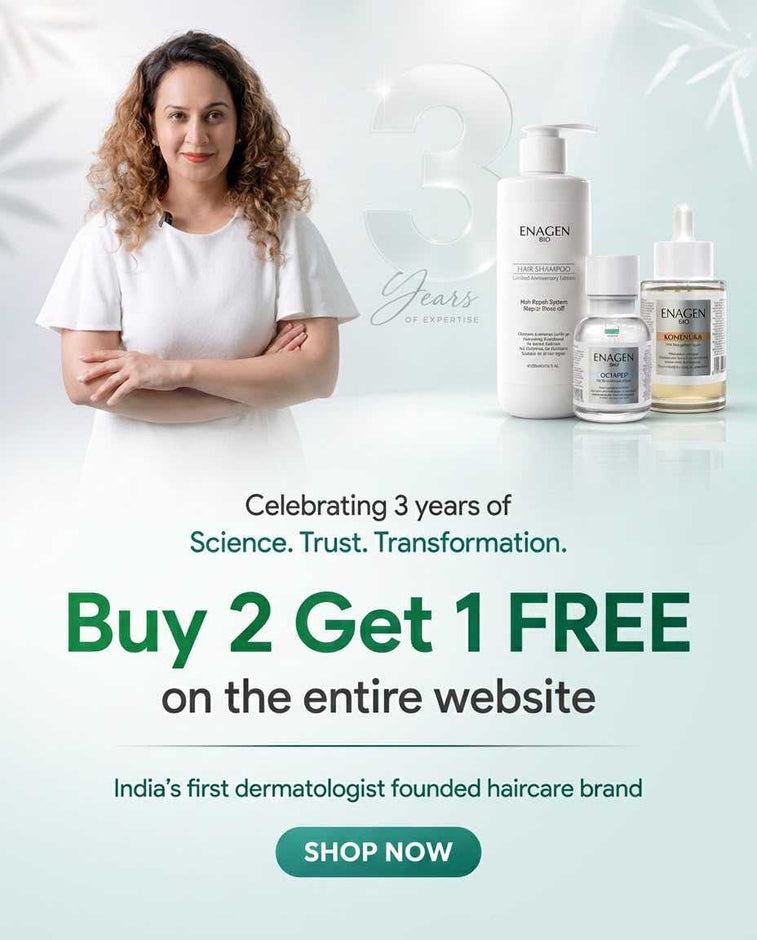 EnagenBio 3rd Anniversary — Hair Cleanser and Hair Shampoo in the new Limited Anniversary Edition packaging. Buy 2 get 1 free.